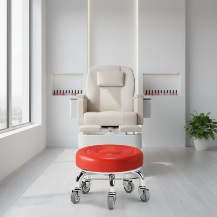 5-Wheel Metal Stool - Thickened Silent Low Stool with Sturdy Frame for Home/Foot Spa/Cosmetology/Kids - gallery 2