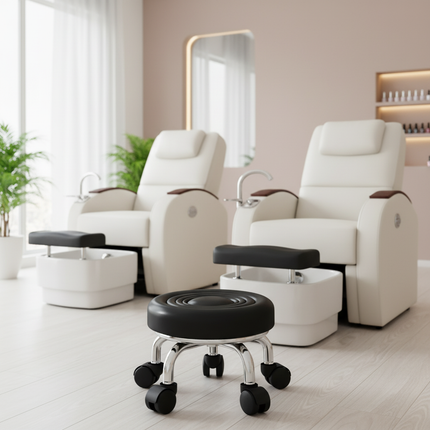 5-Wheel Metal Stool - Thickened Silent Low Stool with Sturdy Frame for Home/Foot Spa/Cosmetology/Kids - gallery 2