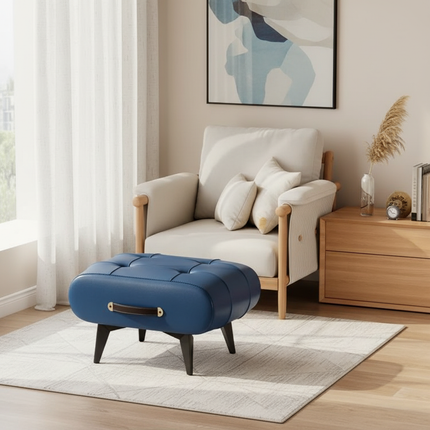 Light Luxury High-End Multi-Use Leather Platform Stool for Living Room Coffee Table Sofa Footrest Shoe Storage Doorway - gallery 2