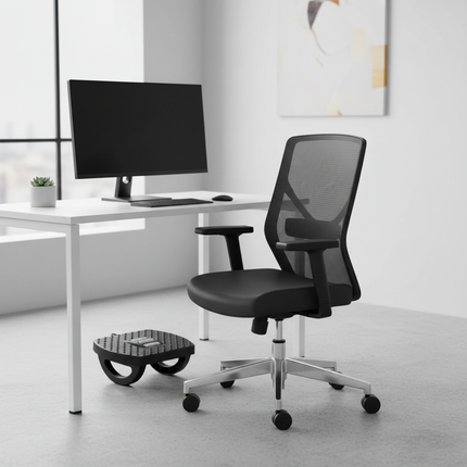 Portable Home Office Footstool Ergonomic Under Desk Footrest Foot Stool With Swing Massage Rollers Relieve Waist Legs Fatigue - gallery 2