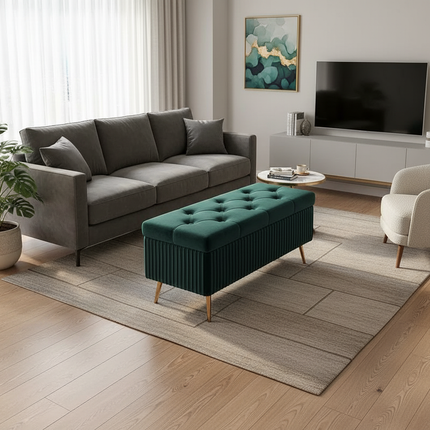 Velvet Ottoman Bench for Living Room Nordic Design Shoe Changing Stool with Storage Bedroom Bed End Seat Modern - gallery 2