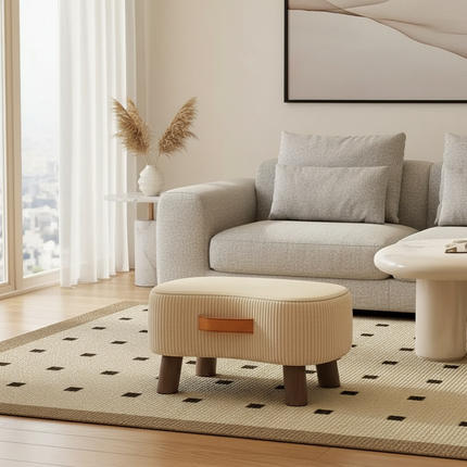 Small Rectangle Foot Stool, Velvet Fabric Footrest Ottoman Stool with Non-Skid Wood Legs, Modern Footstools Step for Couch - gallery 2