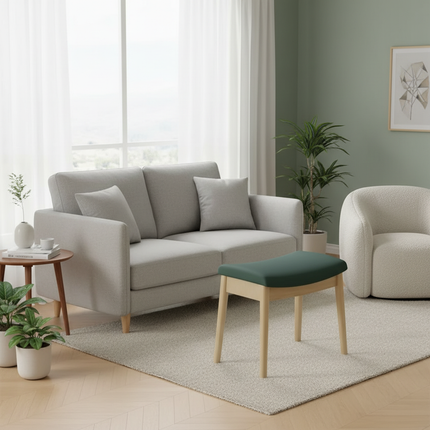 Foot Stool, Saddle Cushion Vanity Stool, Modern Concave Ottoman with Upholstered Seat for Entryway, Bedroom, Patio, Living Room. - gallery 2