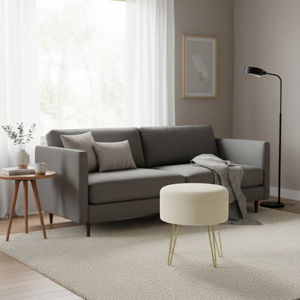 Ottoman Round Footstool Nordic Stool with Storage Space Dressing Table Home Sofa Seat Bench for Living Room Bedroom - gallery 2