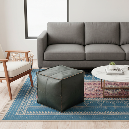 45cm Moroccan Artificial PU Leather Pouf Cover Craft Simple Sofa Ottoman Footstool Unstuffed Living Room Bedroom Cushion Covers - gallery 2