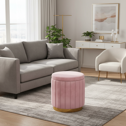 Fashion Storage Stool, Shoe Changing Stool, Makeup Stool, Bedroom Dressing Table Round Stool, New Round Stool with Storage Space - gallery 2