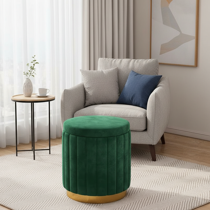 Fashion Storage Stool, Shoe Changing Stool, Makeup Stool, Bedroom Dressing Table Round Stool, New Round Stool with Storage Space - gallery 2