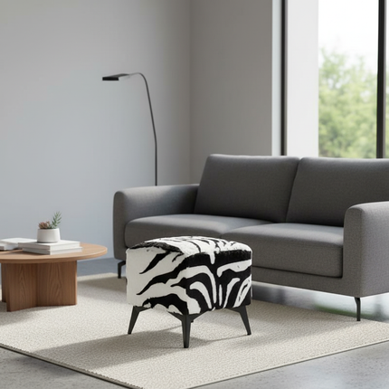 ‌Faux Leather Ottoman, Plush Entryway Bench, Velvet Square Stool, Minimalist Footrest for Bedroom/Balcony with Non-Skid Base - gallery 2