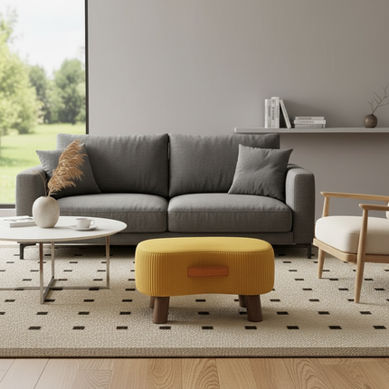 Small Rectangle Foot Stool, Velvet Fabric Footrest Ottoman Stool with Non-Skid Wood Legs, Modern Footstools Step for Couch - gallery 2