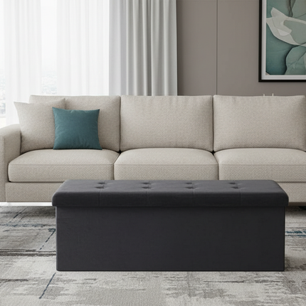 1PC Foldable Stool Home Ottoman Seat Bench Chest with Storage Space Organizer Box Living Room Furniture - gallery 2