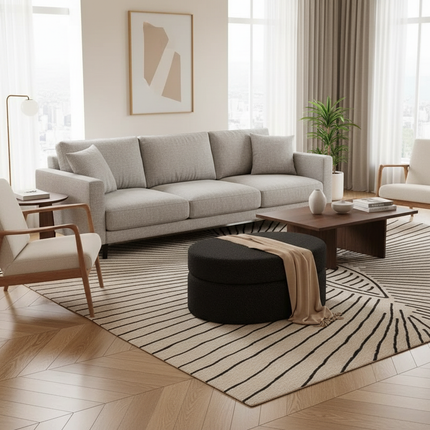 Modern Oval Storage Ottoman Upholstered Fabric Footrest Stool with Hidden Storage Vanity Bench for Bedroom Living Room - gallery 2