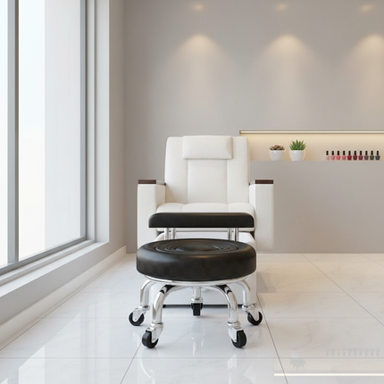 5-Wheel Metal Stool - Thickened Silent Low Stool with Sturdy Frame for Home/Foot Spa/Cosmetology/Kids - gallery 2