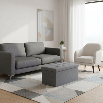 Folding Storage Ottoman Bench Folding Storage Trunk Footrest Stool Cube Bench Storage Chest Footrest Coffee Table Padded Seat - gallery 2