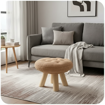 Creative Nordic Stool Furniture Solid Wood Small Stool Spherical Stool Removable Washable Furniture Round Ottomans Ins Pouf - gallery 2