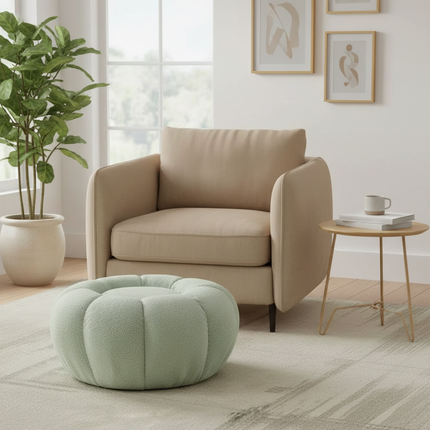 Pumpkin Sofa Low Stools Foot pedal Lamb Wool Shape Velvet Fabric Simple Modern Living Room Light Luxury Bedroom Round Ottomans - gallery 2