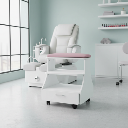 Pedicure Stool Foot Rest Pedicure Manicure Funiture Beauty Salon Nail Trolley Cart Footbath Stool White/Black/Pink - gallery 2