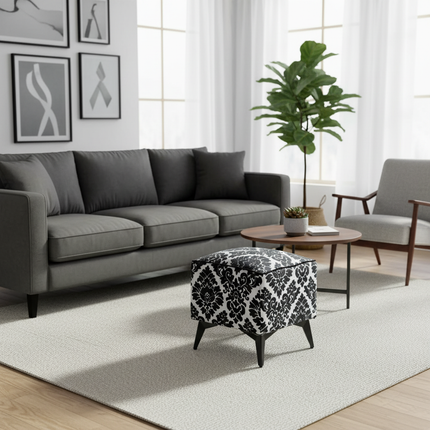 ‌Faux Leather Ottoman, Plush Entryway Bench, Velvet Square Stool, Minimalist Footrest for Bedroom/Balcony with Non-Skid Base - gallery 2