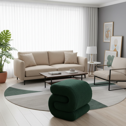 Vanity Stool, Modern S-Shaped Pouf Ottoman Footrest Makeup Chair Foot Stool Under Desk, Decorative Floor Seat - gallery 2