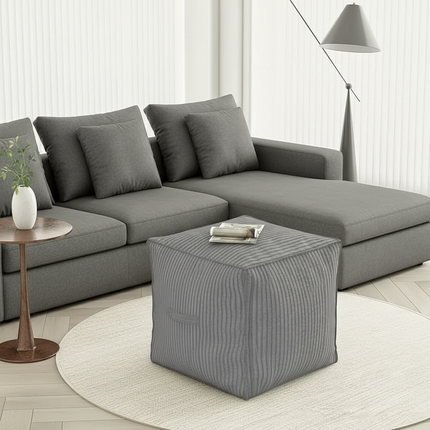 1 PCS Unstuffed Square Pouf Ottoman Storage Footrest Cover For Organizing Clothes Blankets Kids Toys Stylish Home Decor - gallery 2