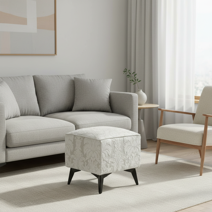 ‌Faux Leather Ottoman, Plush Entryway Bench, Velvet Square Stool, Minimalist Footrest for Bedroom/Balcony with Non-Skid Base - gallery 2