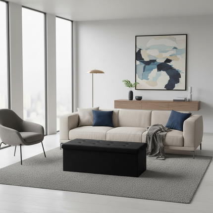 1PC Foldable Stool Home Ottoman Seat Bench Chest with Storage Space Organizer Box Living Room Furniture - gallery 2