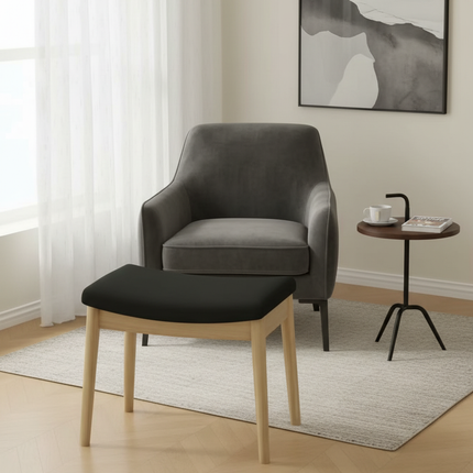 Vanity Stool Vanity Chair 18 Inch-  Stool Chair Wood Legs, Modern Piano Bench Makeup and Foot Stool for Bedroom. - gallery 2