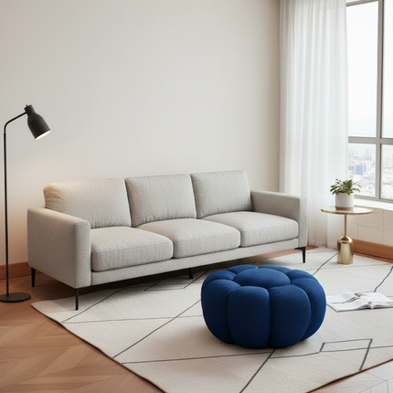 Nordic Sofa Pedal Simple Round Stool Low Ottomans Living Room Sofa Footstool 3D Fabric Creative Leg Footstool Pumpkin Footstools - gallery 2