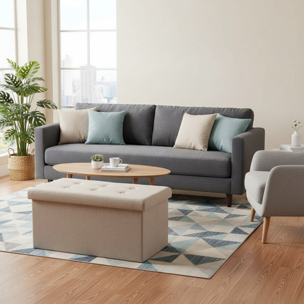 WOLTU Functional Storage Foot Stool Ottoman Bench Folding Chest Storage Cube Colorful Storage Box Upholstered Seat Removable Lid - gallery 2