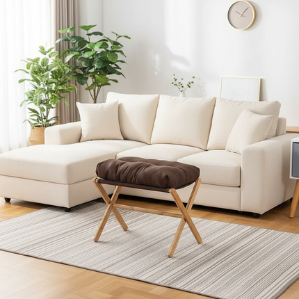 Household Portable Minimalist Living Room Office Desk Cushion Footstool X-shaped Folding Stool - gallery 2