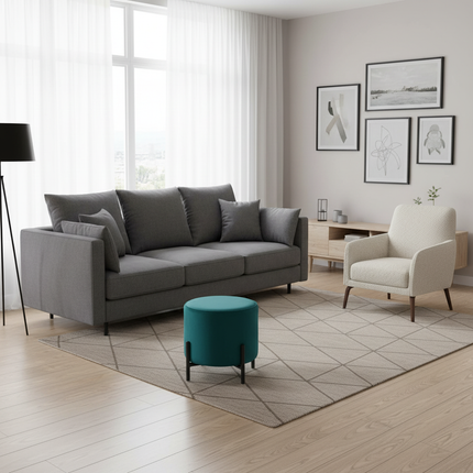 Customized Velvet Dressing Stool Golden Leg Tassel Makeup Bench Openable Ottoman Pouf for Home Fashionable Furniture - gallery 2