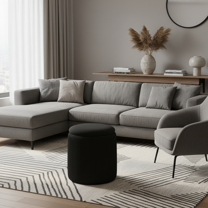 Round Ottoman Living Room Dresser Stool Nordic Modern Footrest Entrance Aesthetic Ottoman Pouf with Storage Space Soft Furniture - gallery 2