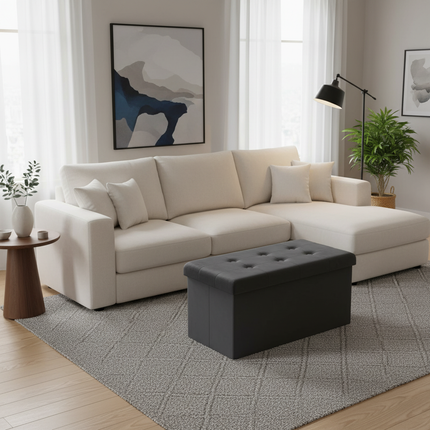 WOLTU Functional Storage Foot Stool Ottoman Bench Folding Chest Storage Cube Colorful Storage Box Upholstered Seat Removable Lid - gallery 2