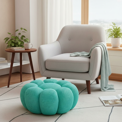 Nordic Sofa Pedal Simple Round Stool Low Ottomans Living Room Sofa Footstool 3D Fabric Creative Leg Footstool Pumpkin Footstools - gallery 2