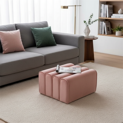 Shoe Change Stool for Living Room Fitting Room Bedroom Fashion Designer Sofa Foot Stool Frame Bed End Stool  Flannel + Wood - gallery 2