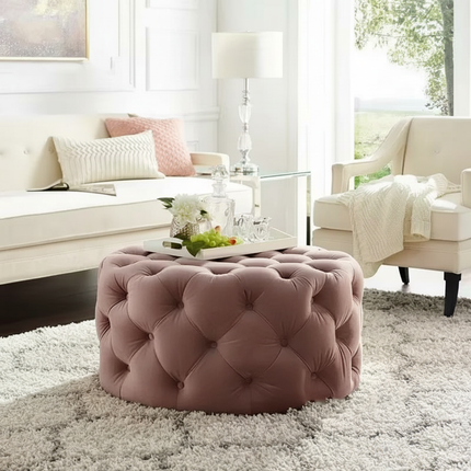 Velvet Round Ottoman Luxury Sofa Living Room Furniture Modern Bedroom Floor Pouf Clothing Store Shoes-changing Soft Stool B - gallery 2