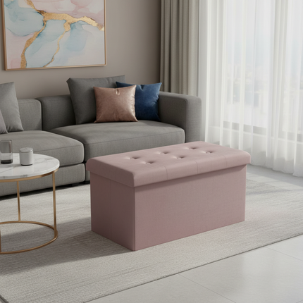 WOLTU Functional Storage Foot Stool Ottoman Bench Folding Chest Storage Cube Colorful Storage Box Upholstered Seat Removable Lid - gallery 2