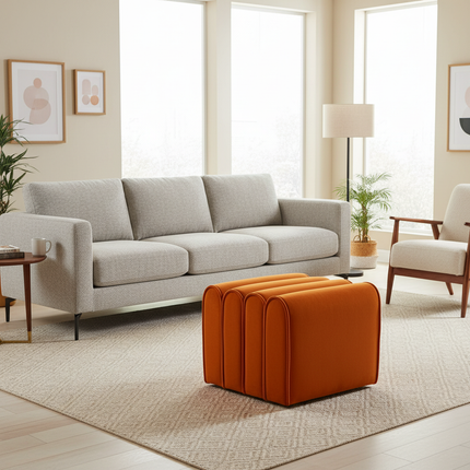 Shoe Change Stool for Living Room Fitting Room Bedroom Fashion Designer Sofa Foot Stool Frame Bed End Stool  Flannel + Wood - gallery 2