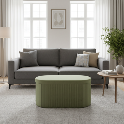 WOLTU Velvet Round Ottoman MDF Foldable Storage Stool with Removable Padded Lid Creative Storage Box for Footstool Living Room - gallery 2