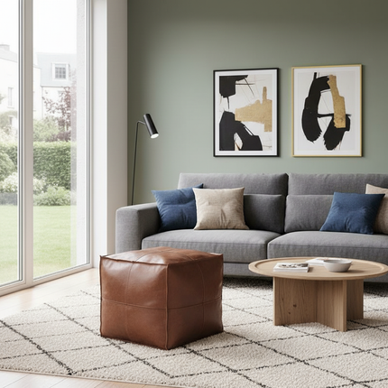 45cm Moroccan Artificial PU Leather Pouf Cover Craft Simple Sofa Ottoman Footstool Unstuffed Living Room Bedroom Cushion Covers - gallery 2