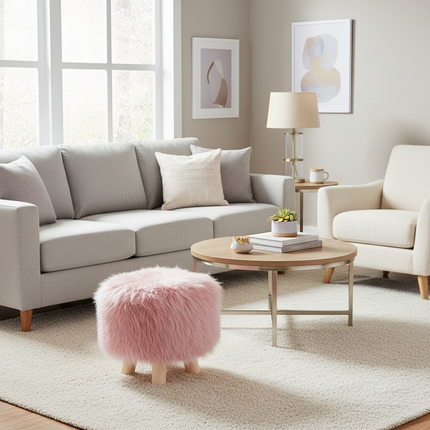 Adorable Shoes-changing Stool Plush Wooden Footrest Removable Chair Cover Soft Seat Cushion Home Decor Furnitu 가구 걸상 - gallery 2