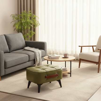 1pc Minimalist Short Stool, Super Soft & Space Saving Short Sofa, Household Shoe Bench With Soft Seating, For Living Room Entry - gallery 2