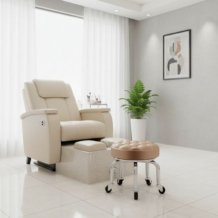 5-Wheel Metal Stool - Thickened Silent Low Stool with Sturdy Frame for Home/Foot Spa/Cosmetology/Kids - gallery 2