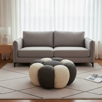 Nordic Sofa Pedal Simple Round Stool Low Ottomans Living Room Sofa Footstool 3D Fabric Creative Leg Footstool Pumpkin Footstools - gallery 2