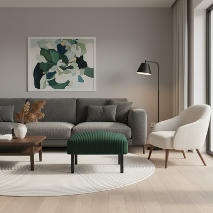 LVHOM High-Quality Corduroy Footstool, Soft Ottoman with Solid Metal Frame, Comfortable Fabric, Suitable for Living Room - gallery 2