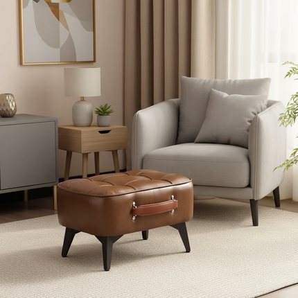 1pc Minimalist Short Stool, Super Soft & Space Saving Short Sofa, Household Shoe Bench With Soft Seating, For Living Room Entry - gallery 2