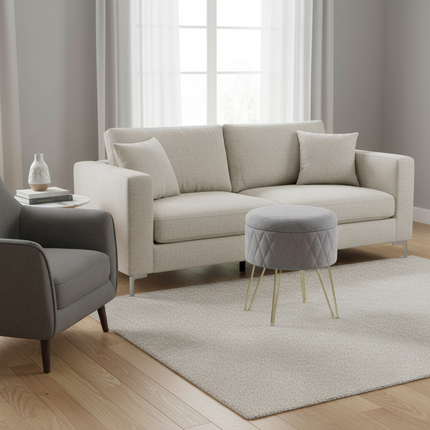 WOLTU 1PC Ottoman Stool Gold Metal Feet Footstool Velvet Round Puff Storage Seat with Lid Storage Box for Sofa Bedroom Room - gallery 2