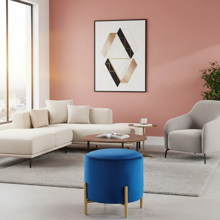 Customized Velvet Dressing Stool Golden Leg Tassel Makeup Bench Openable Ottoman Pouf for Home Fashionable Furniture - gallery 2