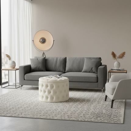 Nordic Luxury Sofa Footstool Living Room Bedroom Wardrobe Rest Stool Internet Celebrity Pink Fabric Storage Round Sofa Stool - gallery 2