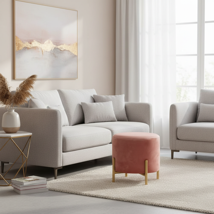 Customized Velvet Dressing Stool Golden Leg Tassel Makeup Bench Openable Ottoman Pouf for Home Fashionable Furniture - gallery 2