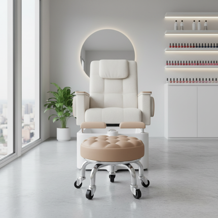 5-Wheel Metal Stool - Thickened Silent Low Stool with Sturdy Frame for Home/Foot Spa/Cosmetology/Kids - gallery 2